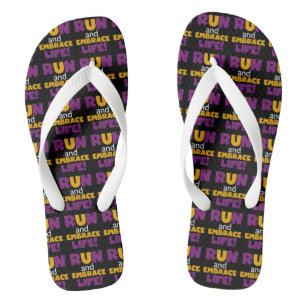 Führen Sie Embrace Life Lila Gelb aus Flip Flops