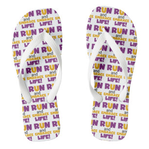 Führen Sie Embrace Life Lila Gelb aus Flip Flops