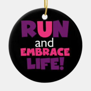 Führen Sie Embrace Life Lila Pink aus Keramik Ornament