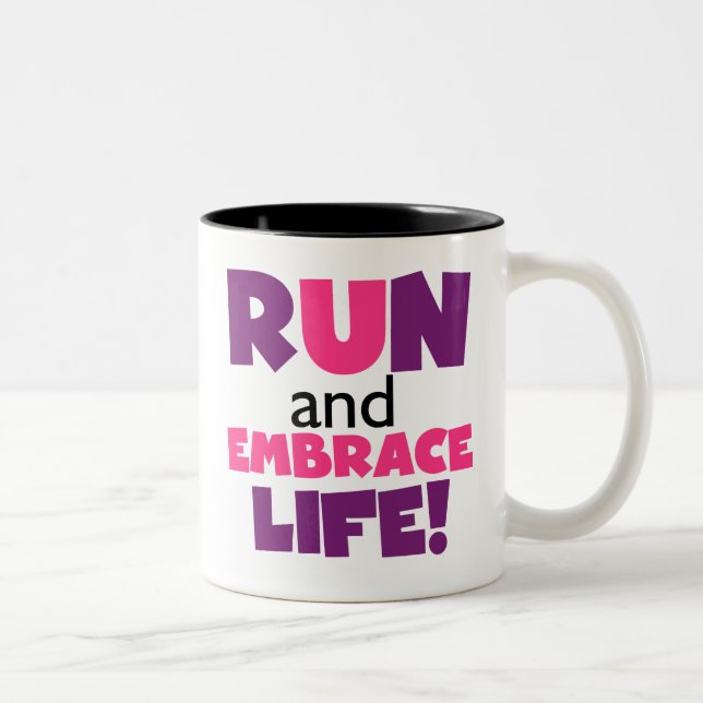 Führen Sie Embrace Life Lila Pink aus Zweifarbige Tasse (Rechts)