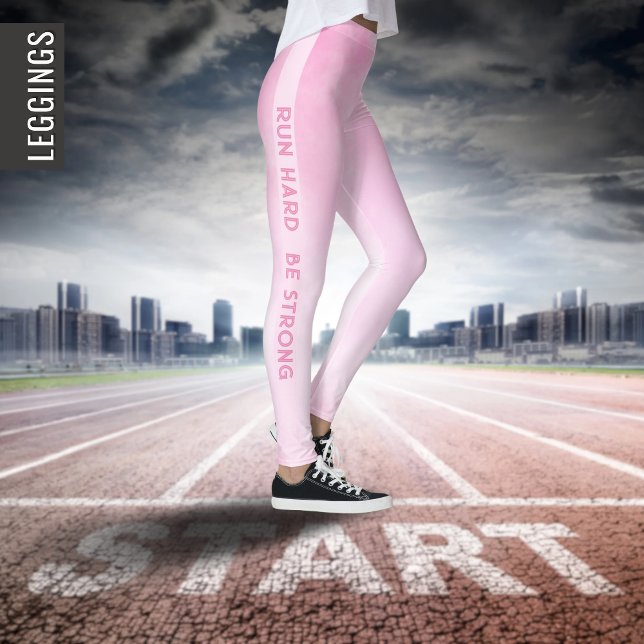 Führen Sie hart, seien Sie stark | Rosa Sportart a Leggings (Von Creator hochgeladen)