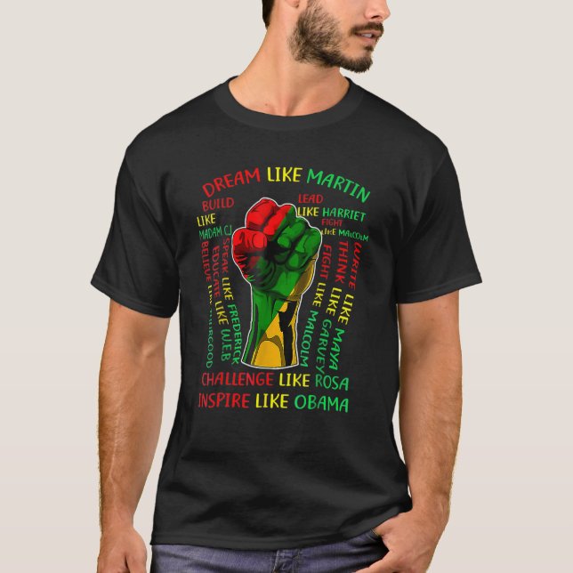 Führer der schwarzen Geschichte fliegen Hand-Ameri T-Shirt (Vorderseite)