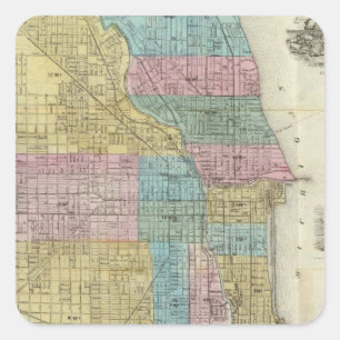 Führer-Karte von Chicago Quadratischer Aufkleber