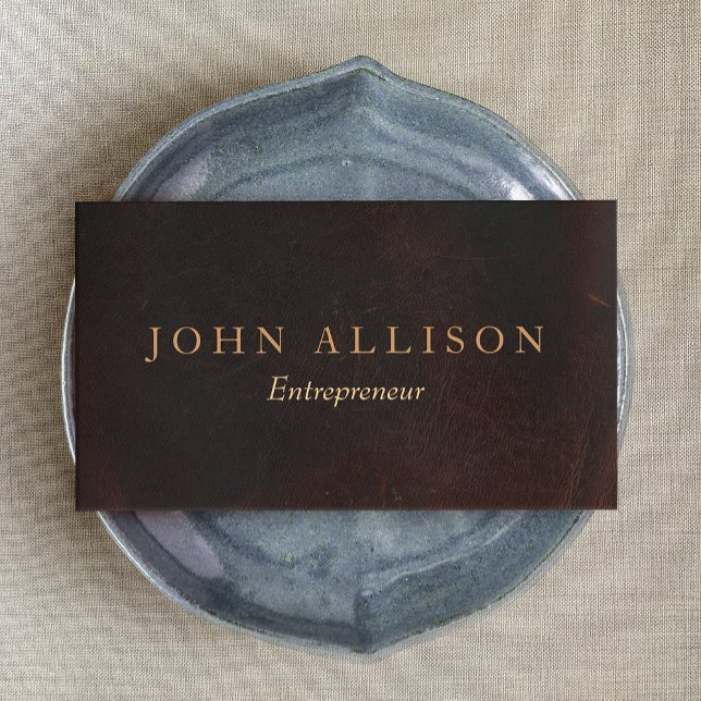 Führungskraft Berufliches Vintages Braunleder Visitenkarte (Von Creator hochgeladen)