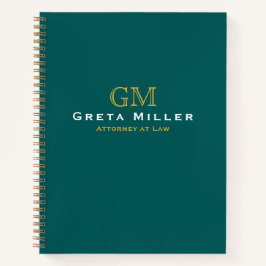 Führungskraft Business Dark Aquamarin Gold Monogra Notizbuch