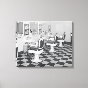 Führungskraft-Friseur-Geschäft, 1935. Vintages Leinwanddruck