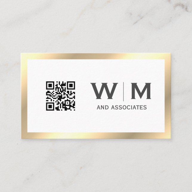Führungskraft Gold Classic Monogramm | QR CODE Visitenkarte (Vorderseite)