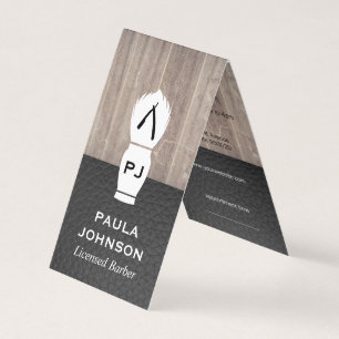 Führungskraft Holz Leder Barber Blade Visitenkarten
