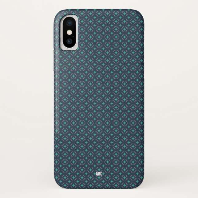 Führungskraft iPhone X Case Blue Muster Mit Monogr (Rückseite)