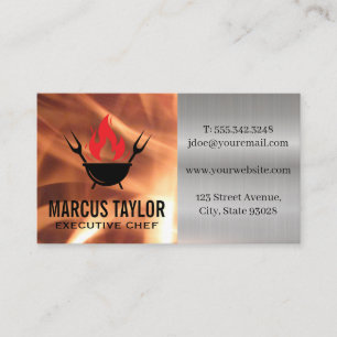Führungskraft Koch   Feuer   Restaurant-Logo Visitenkarte