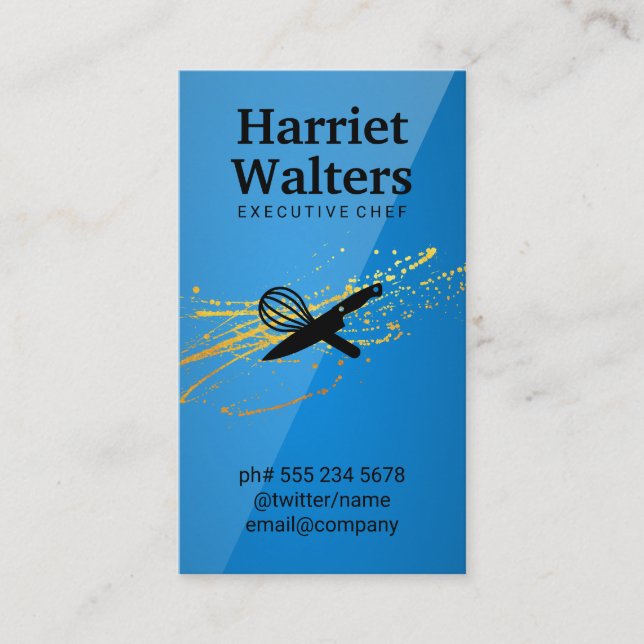 Führungskraft Koch Kitchen Knife und Whisky Visitenkarte (Vorderseite)