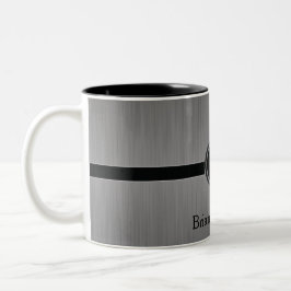 Führungskraft Monogram Design - Black Brush Steel Zweifarbige Tasse