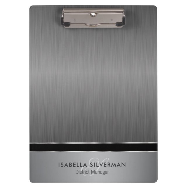 Führungskraft Monogram Design - Pinselstahl Klemmbrett (Vorderseite)