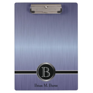 Führungskraft Monogram Design - Saphire Brush Stee Klemmbrett