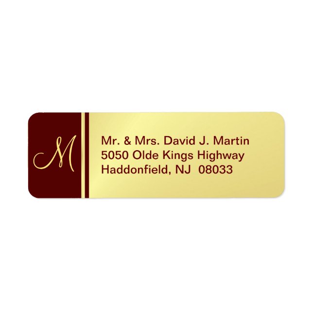 Führungskraft Monogram Labels - Gold & Burgund (Vorne)