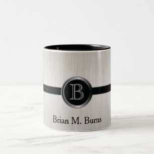 Führungskraft-Monogramm-Design   Weißer Brush Zweifarbige Tasse