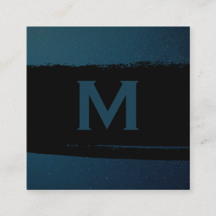 Führungskraft Monogramm Schwarz gebürstet Unte Quadratische Visitenkarte
