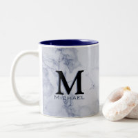 Führungskraft-Monogramm-weißer blauer Marmor
