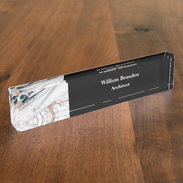 Führungskraft-Schreibtisch für Architekten Namensplakette (Seite)