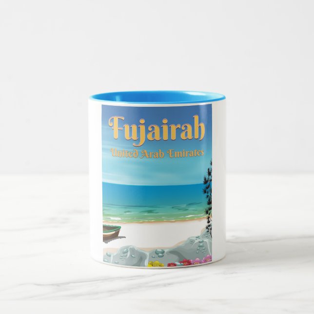 Fujairah Vereinigte Arabische Emirate Strandposter Zweifarbige Tasse (Mittel)