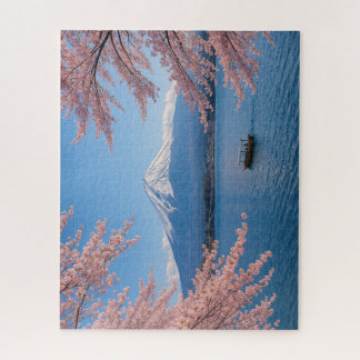 Fuji and Sakura by the Spring Lakeside Puzzle