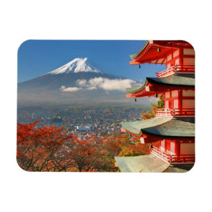 Fuji aus der Ferne von Chureito Pagoda Magnet