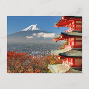 Fuji aus der Ferne von Chureito Pagoda Postkarte