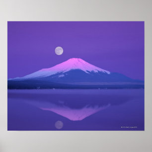 Fuji Below Moon Poster