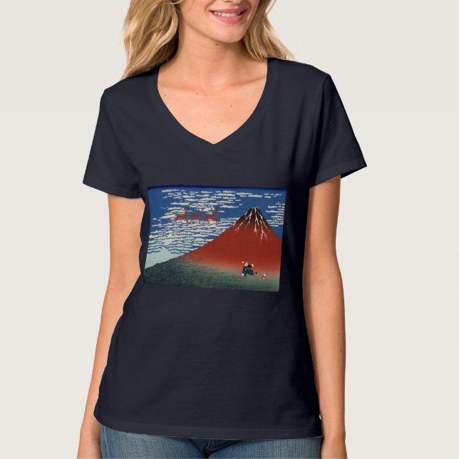 Fuji-Berge zu Weihnachten, japanische Kunst T-Shirt (Vorderseite)