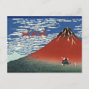 Fuji-Berge zu Weihnachten, Vintage japanische Kuns Postkarte