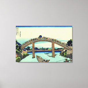 Fuji gesehen durch die Mannen Brücke bei Fukagawa Leinwanddruck