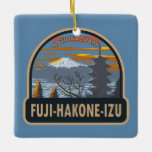 Fuji-Hakone-Izu National Park Japan Art Vintage Keramikornament<br><div class="desc">Fuji-Hakone-Izu National Park vector art design. It consists of Mount Fuji,  Fuji Five Lakes,  Hakone,  the Izu Peninsula,  and the Izu Islands.</div>