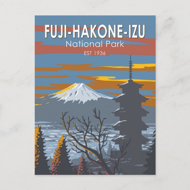 Fuji-Hakone-Izu National Park Japan Art Vintage Postkarte (Vorderseite)