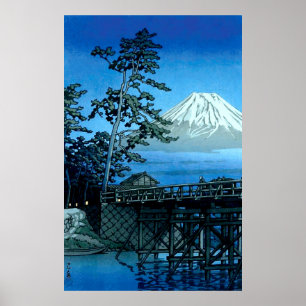 Fuji im Mondlicht Kawaibashi, Hasui Kawase Poster