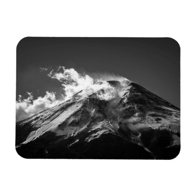Fuji in Schwarz und Weiß Magnet (Horizontal)