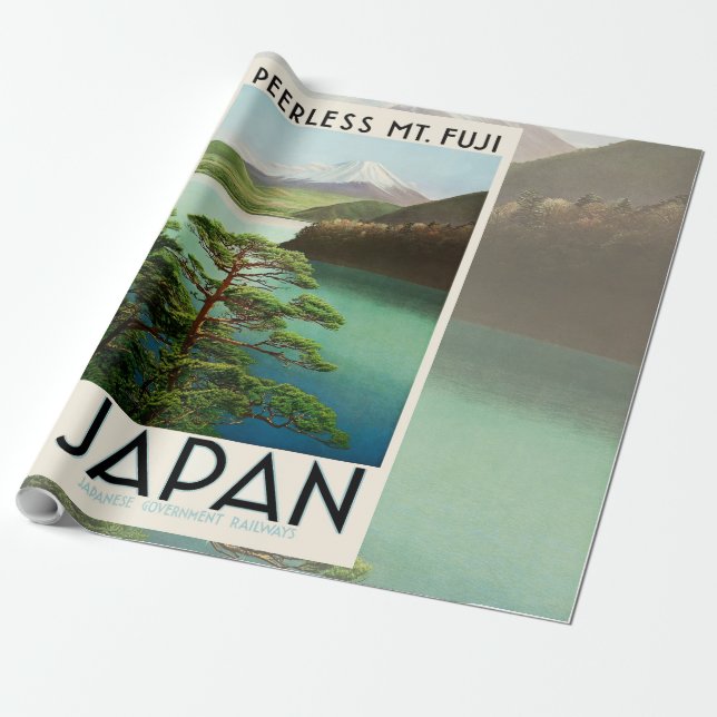 Fuji Japan Reiseplakat Vintage Kunst Geschenkpapier (Ungerollt)