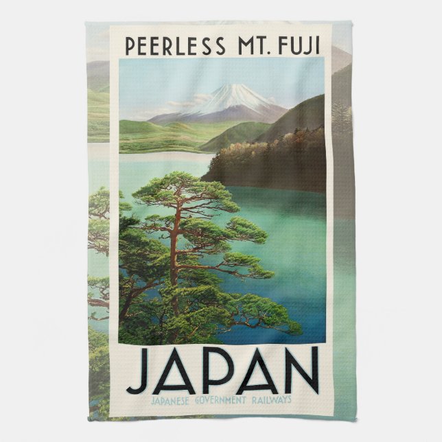 Fuji Japan Reiseplakat Vintage Kunst Geschirrtuch (Vertikal)