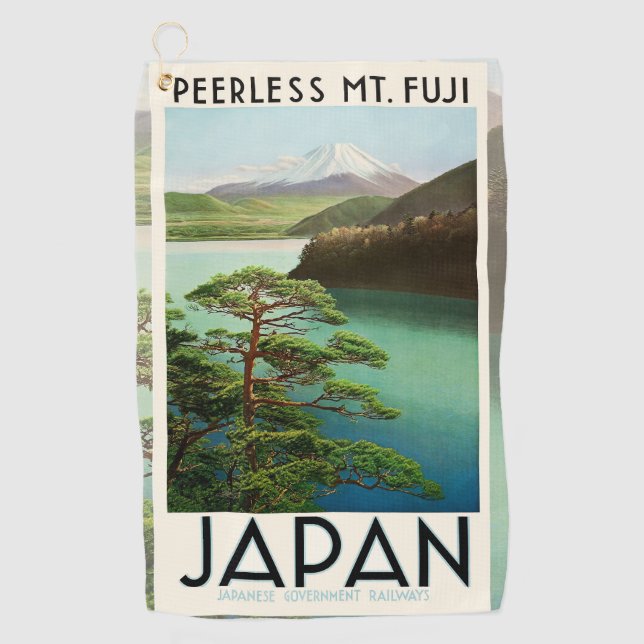 Fuji Japan Reiseplakat Vintage Kunst Golfhandtuch (Vorderseite)
