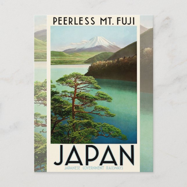 Fuji Japan Reiseplakat Vintage Kunst Postkarte (Vorderseite)