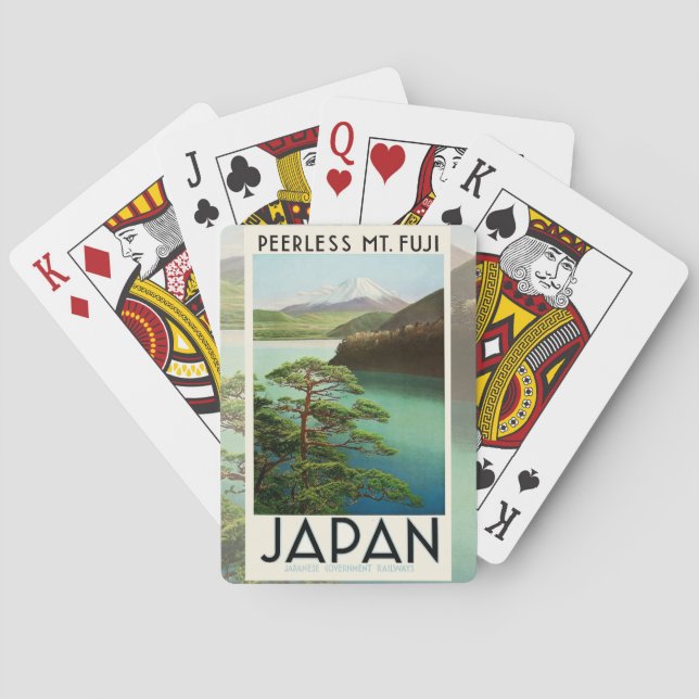 Fuji Japan Reiseplakat Vintage Kunst Spielkarten (Rückseite)