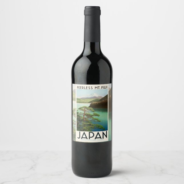 Fuji Japan Reiseplakat Vintage Kunst Weinetikett (Vorderseite)