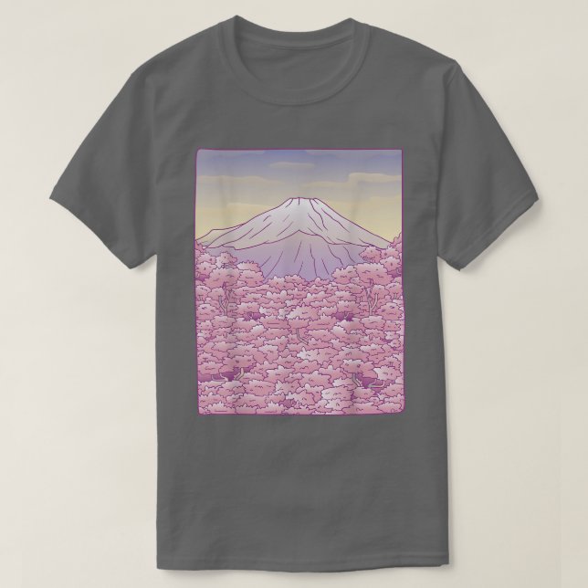 Fuji Japanese Sakura Cherry Blossom Tree Japan Gra T-Shirt (Design vorne)