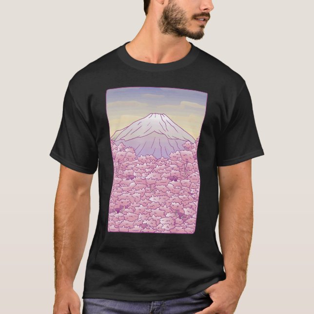 Fuji Japanese Sakura Cherry Blossom Tree Japan Gra T-Shirt (Vorderseite)