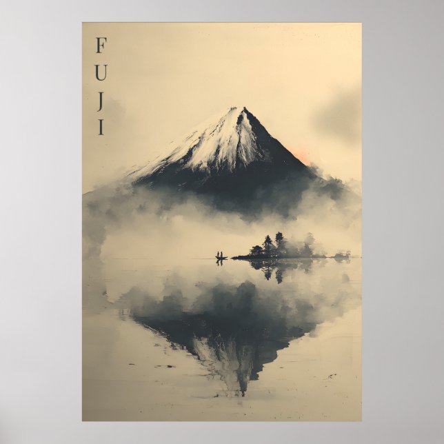 FUJI - Minimalist Sumi-e Ink  Poster (Vorne)
