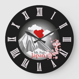 Fuji mit Cherry Blossom Abstrakte Landschaft Große Wanduhr