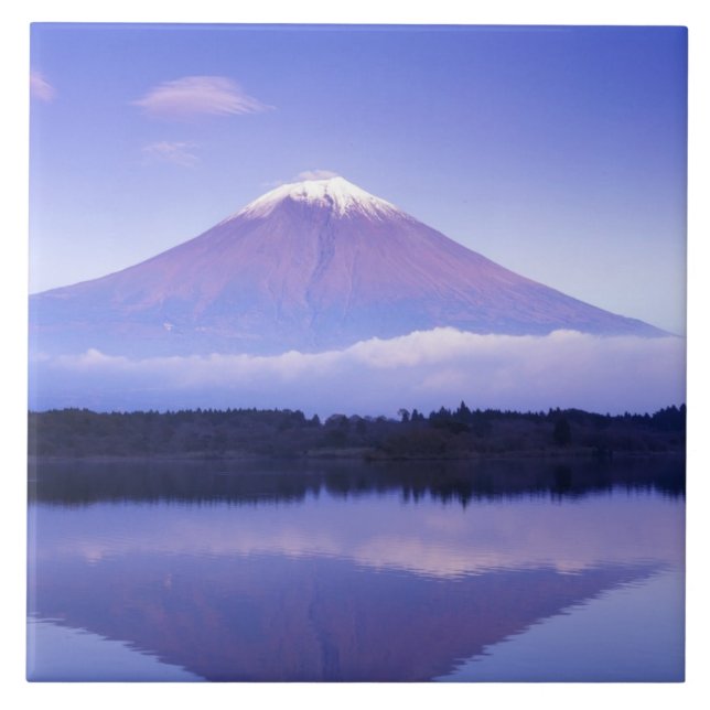 Fuji mit Lenticular Cloud, Motosu Lake, Fliese (Vorderseite)