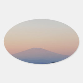 Fuji Sunset Ovaler Aufkleber