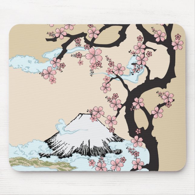 Fuji und Kirschblüte Mousepad (Vorne)