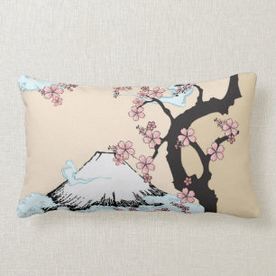 Fuji und Kirschblüte: 	Polyester-lumbales Kissen