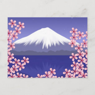 Fuji und Sakura blühen Postkarte